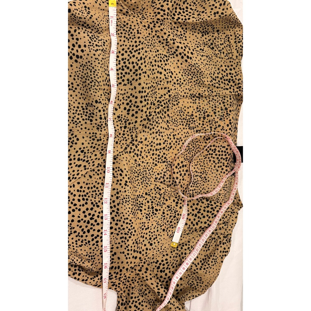 Gap Women Tan Black Dalmatian Print Rayon Wrap Midi Dress Long Sleeve Size 4 - Picture 9 of 10